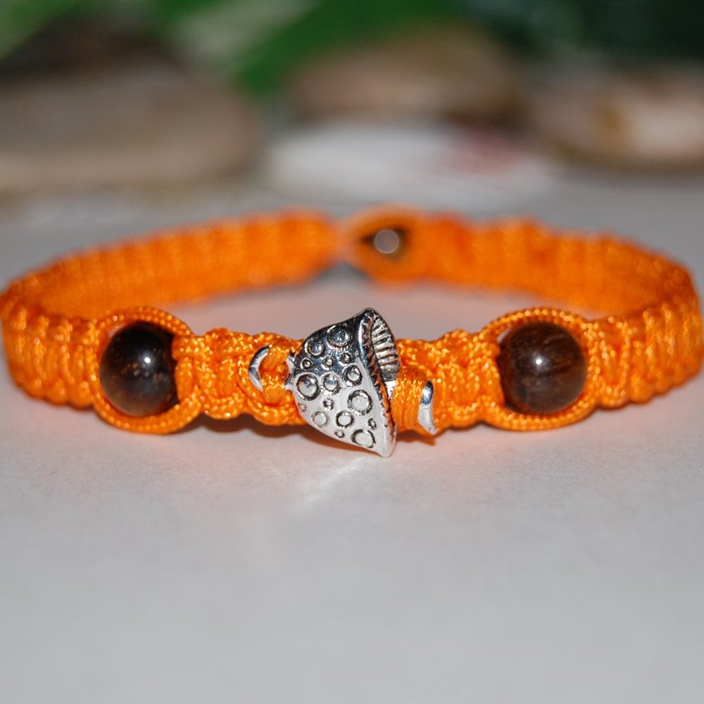 Mushroom Bracelet,Mushroom Charm Bracelet,Beach Bracelet,Bohemia,Orange bracelet